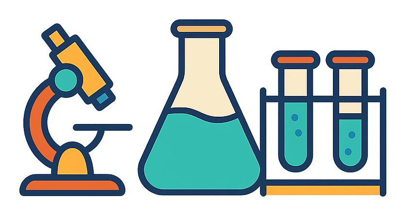Illustration einer Laborumgebung mit Glasgeräten