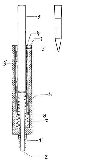 Technische Patentzeichnung der Kolbenhubpipette von 1961
