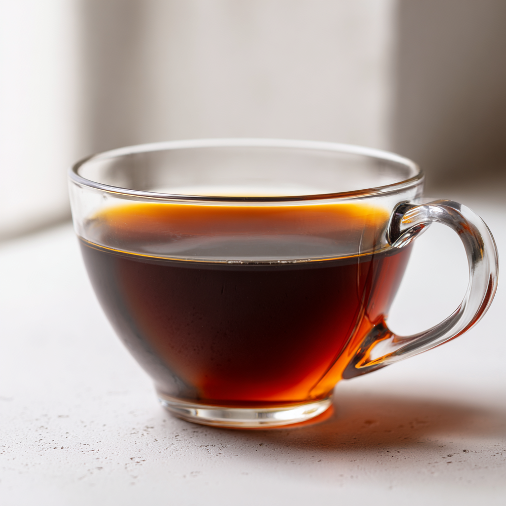 Tasse mit klarem, dunkelbraunem Schwarztee